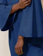trueBrowns Blue Cotton Blend Short Dress | Grocsy