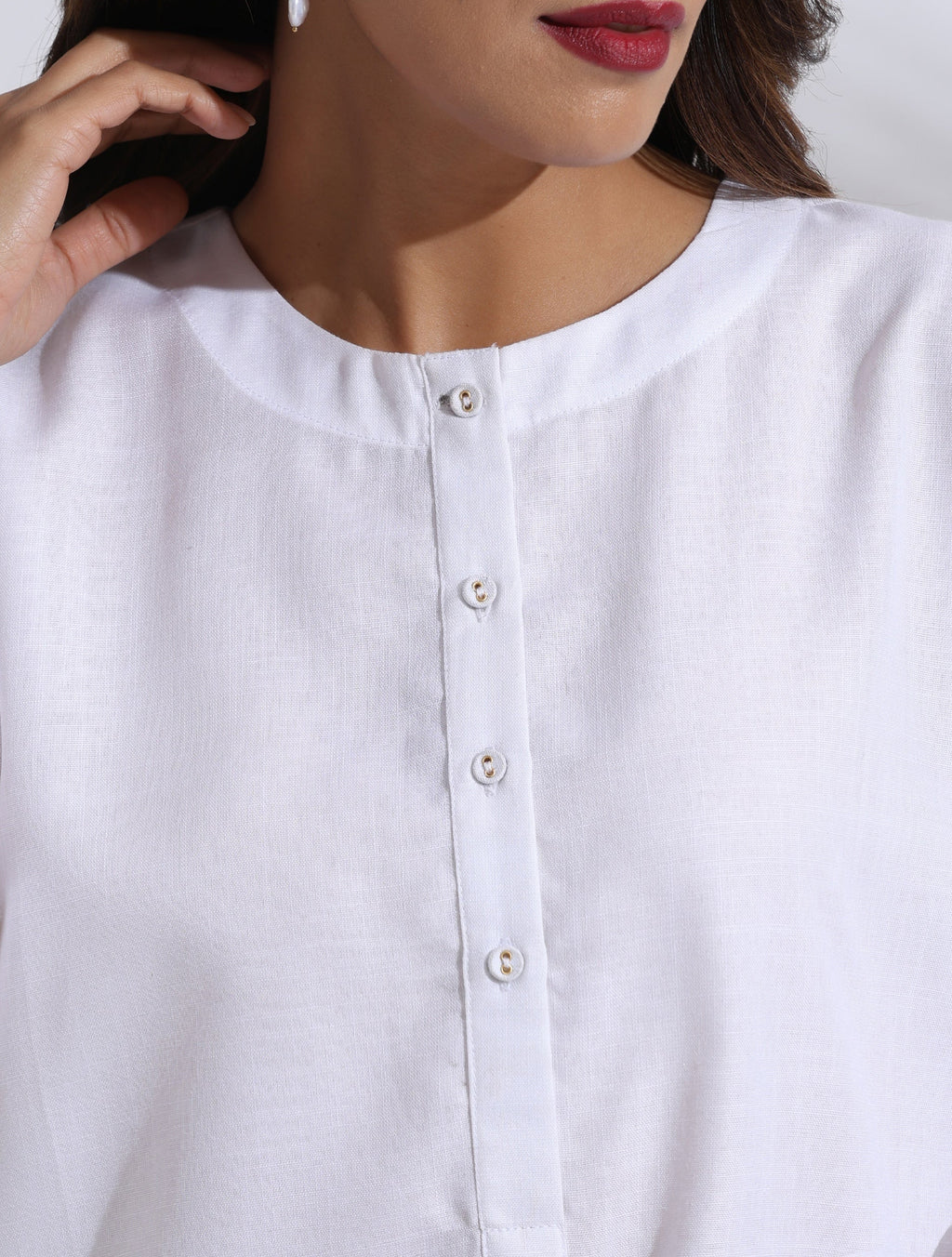 trueBrowns White Slub Kurta Co-ord Set | Grocsy