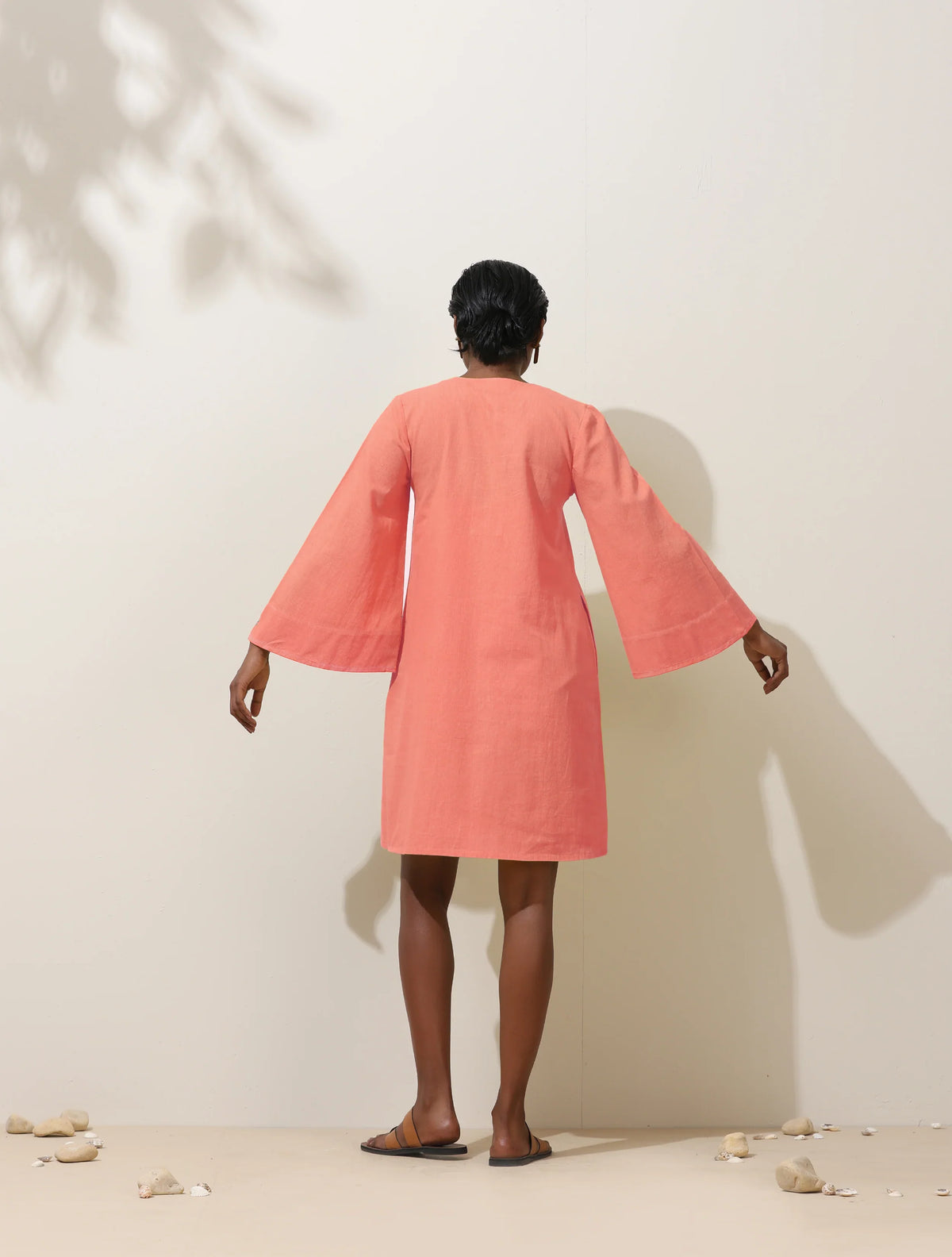 trueBrowns Pink Cotton Blend Short Dress | Grocsy