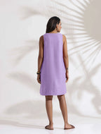 trueBrowns Lilac Cotton Blend Short Dress | Grocsy