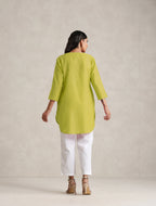 trueBrowns Lime Cotton Blend Short Kurta | Grocsy