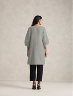 trueBrowns Grey Cotton Blend Short Kurta | Grocsy