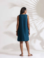 trueBrowns Dark Blue Cotton Blend Short Dress | Grocsy