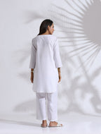 trueBrowns White Slub Kurta Co-ord Set | Grocsy