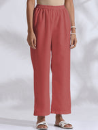 trueBrowns Pink Cotton Blend Pleated Kurta Co-ord Set | Grocsy