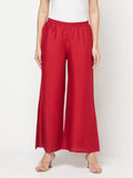 Aniyah Maroon Color Rayon Flared Slip-On Palazzo | Grocsy