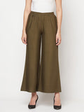 Aniyah Rayon Flared Slip-On Dark Green Palazzo | Grocsy