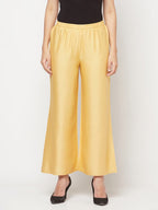 Aniyah Rayon Flared Slip-On Golden-Beige Palazzo | Grocsy