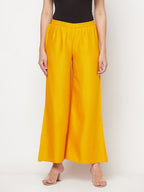 Aniyah Mustard Color Rayon Flared Slip-On Palazzo | Grocsy