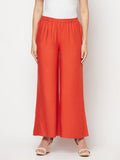 Aniyah Rayon Flared Slip-On Rust Color Palazzo | Grocsy