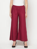 Aniyah Rayon Flared Slip-On Wine Color Palazzo | Grocsy