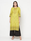 Aniyah Rayon Digital Screen Print Parrot Green Straight Kurta | Grocsy