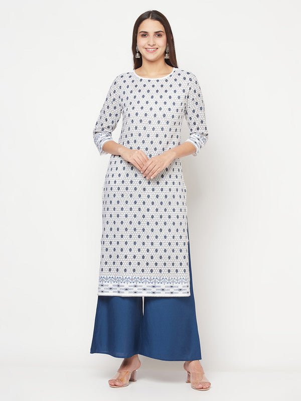 Aniyah Rayon Digital Screen Print White Straight Kurta | Grocsy
