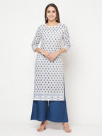 Aniyah Rayon Digital Screen Print White Straight Kurta | Grocsy