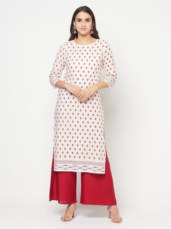 Aniyah Rayon Digital Screen Print White And Red Straight Kurta | Grocsy