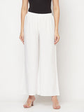 Indian Clothing Aniyah Rayon Flared Slip-On White Palazzo | Grocsy