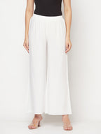 Indian Clothing Aniyah Rayon Flared Slip-On White Palazzo | Grocsy