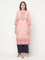 Aniyah Peach Color Rayon Digital Screen Print Straight Kurta | Grocsy