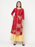 Aniyah Cotton Foil Print Maroon Straight Kurta | Grocsy