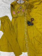Pramukh Fab Mustard Color Viscose Roman Silk Kurta Set | Grocsy