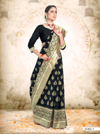Vardha Black Woven Zari Drops Banarasi Saree | Grocsy