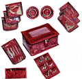 Asmaani Satin 12 Maroon Pocket Jewellery Organizer | Grocsy