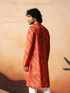 Floral Jal Print Silk Kurta by Hilo Design | Grocsy