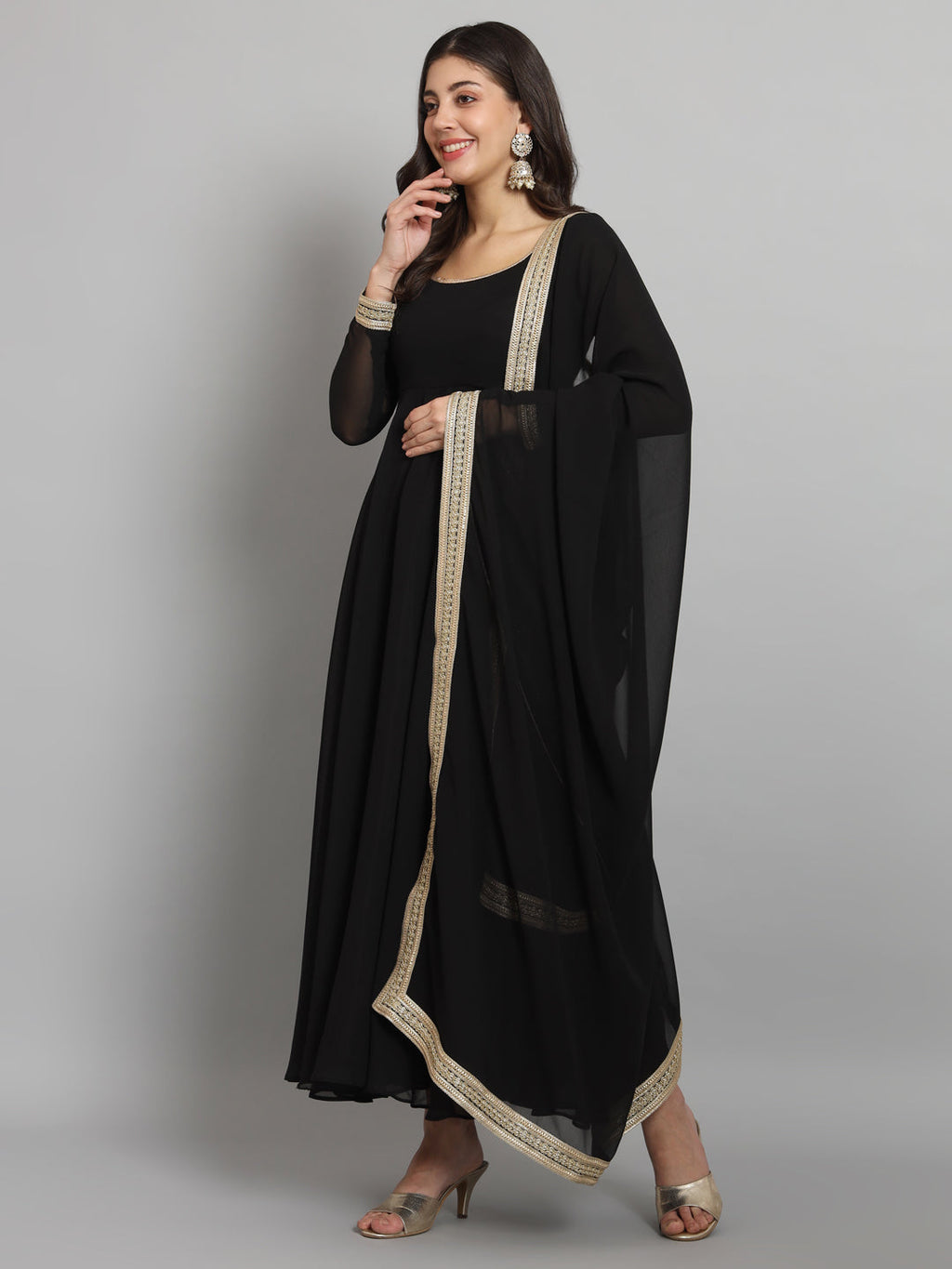 Fab Fashion Black Gota Anarkali Set | Grocsy