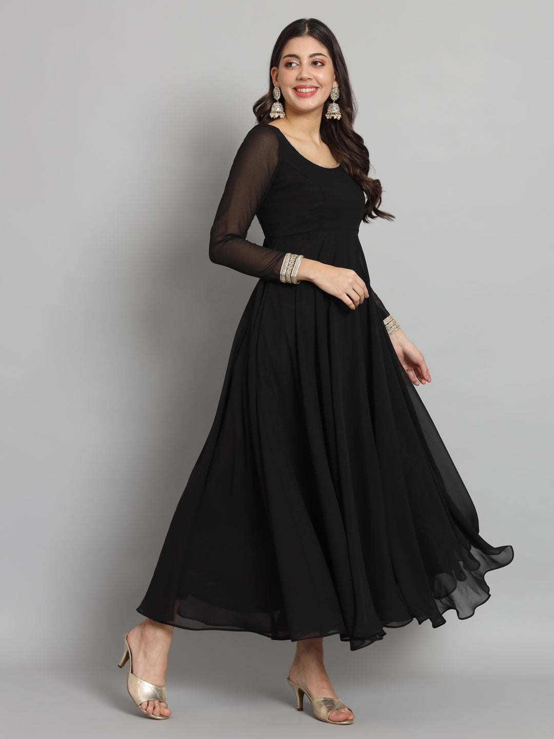 Fab Fashion Black Gota Anarkali Set | Grocsy