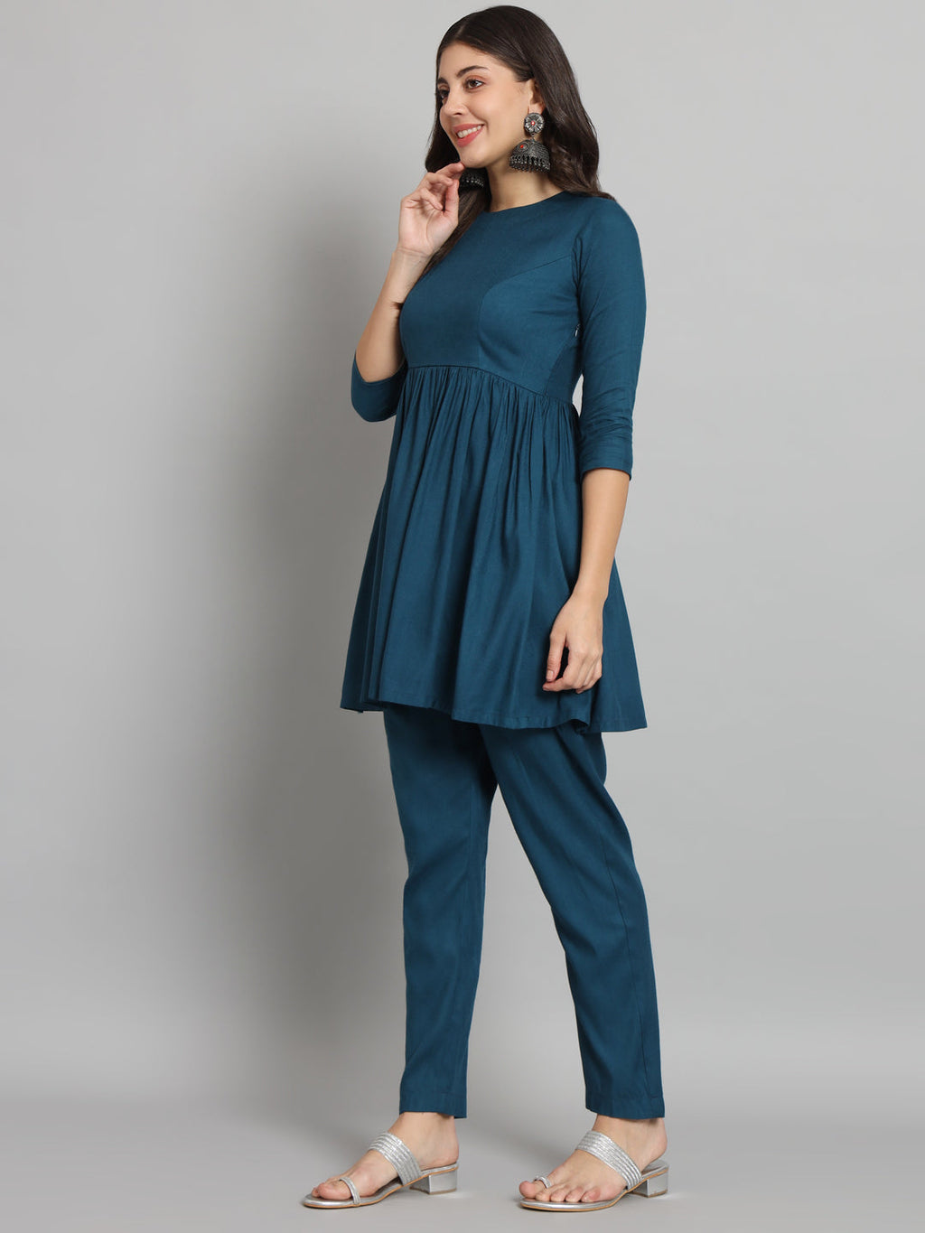 Fab Fashion Peacock Blue Co-Ord Set | Grocsy
