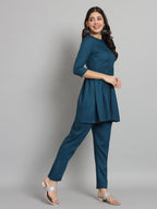 Fab Fashion Peacock Blue Co-Ord Set | Grocsy