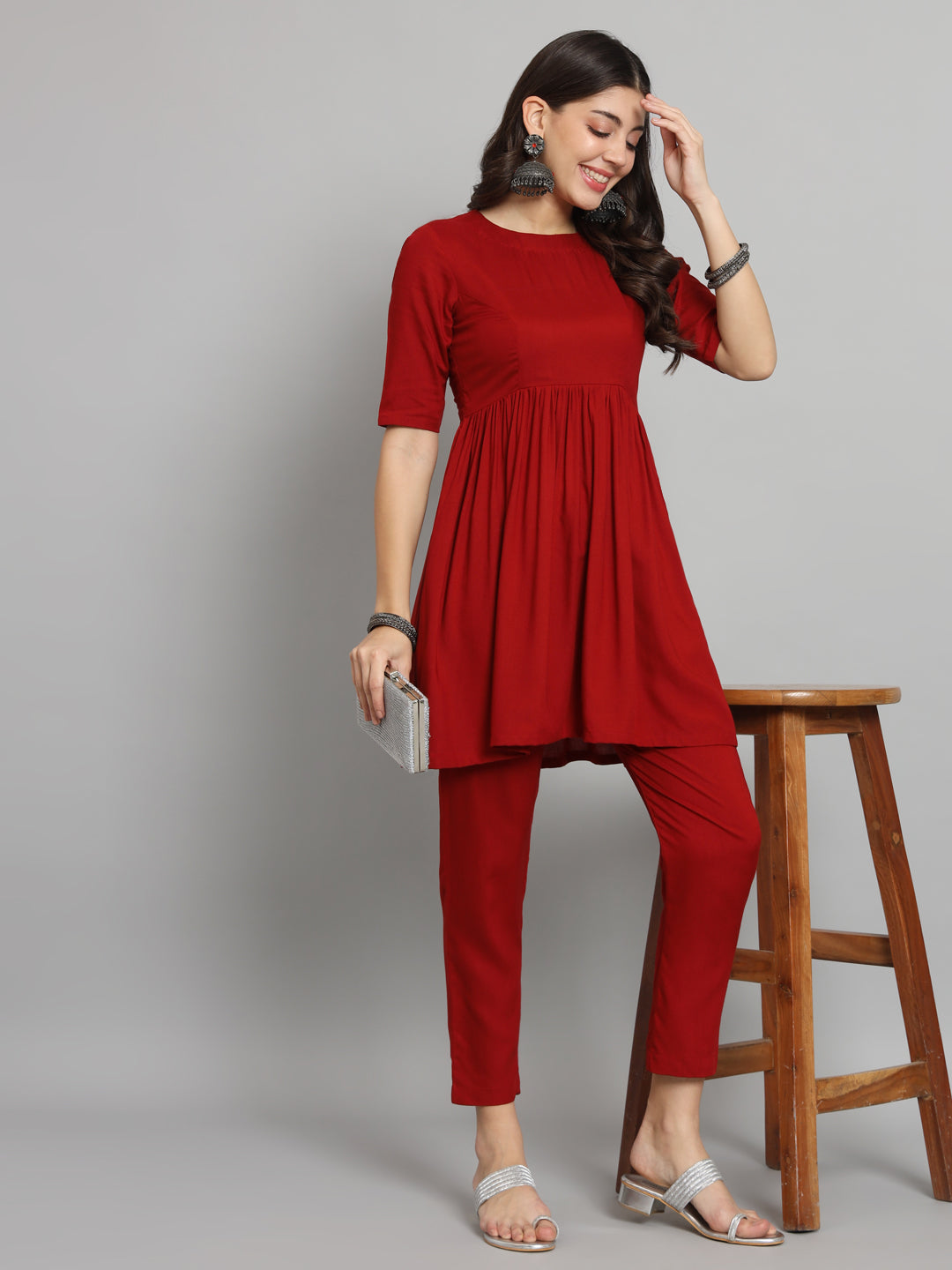 Fab Fashion Cherry Red Co-Ord set | Grocsy