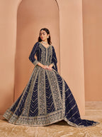 Anaita Navy Blue Georgette Embroidered Salwar Suit | Grocsy