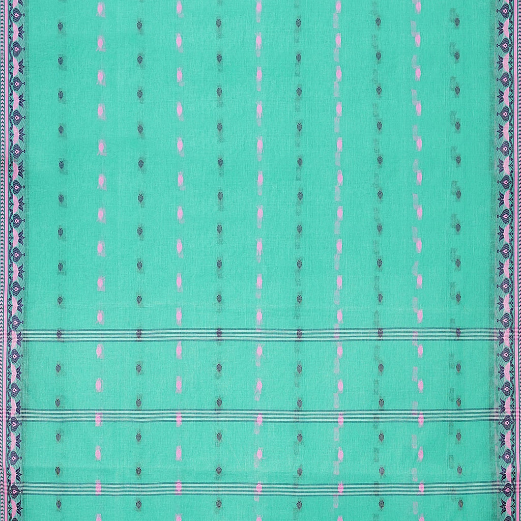 Exclusive Collection 100% Pure Cotton Green Tant Saree With Hand Weaving Work | Grocsy