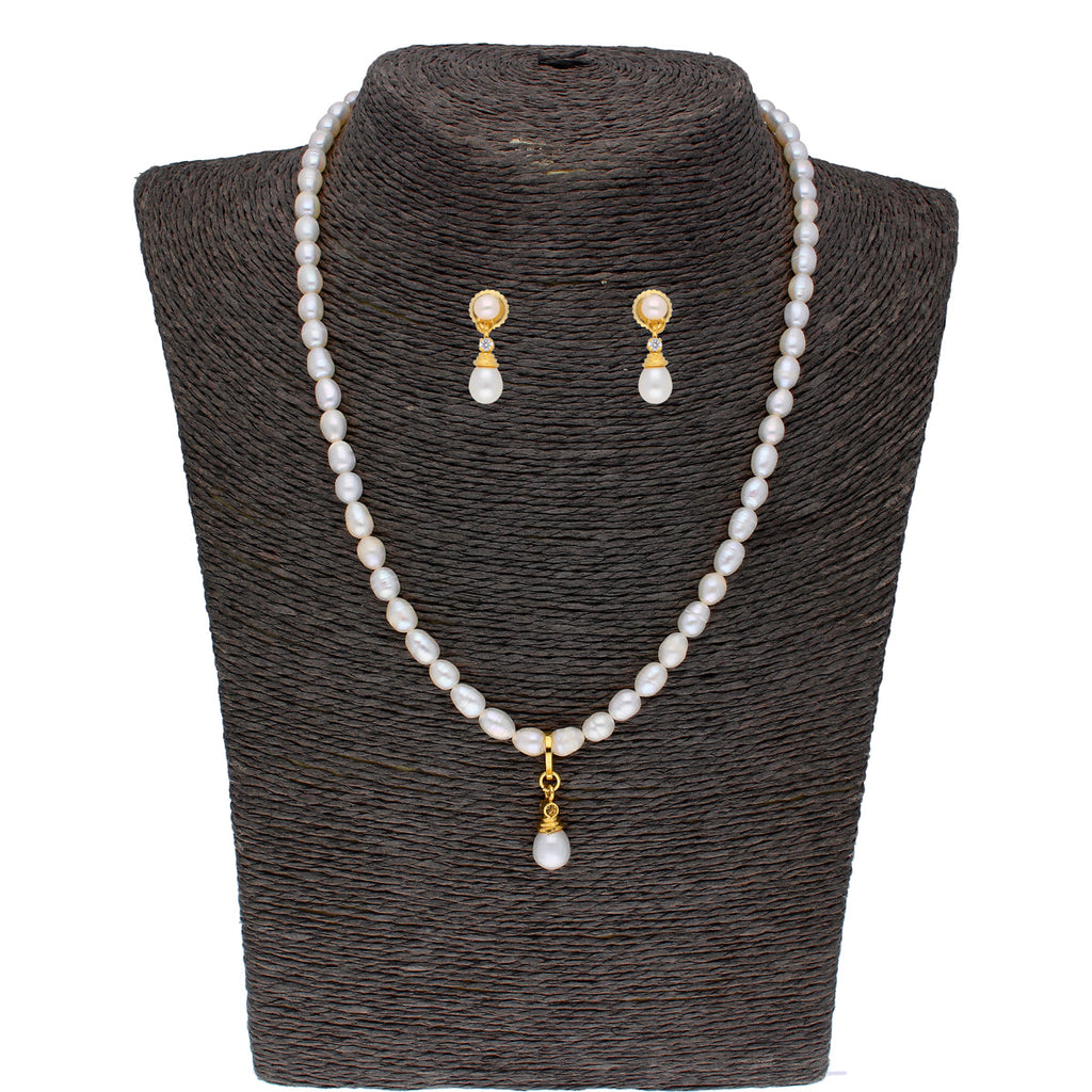 J Pearls Button Drop Pearl Set - Real Pearl Jewelry