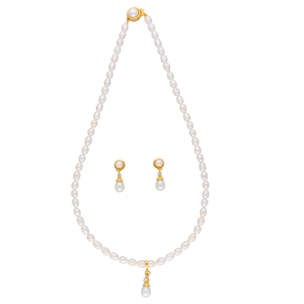 J Pearls Button Drop Pearl Set - Real Pearl Jewelry