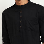 Fabmade Men Black Solid Short Kurta | Grocsy