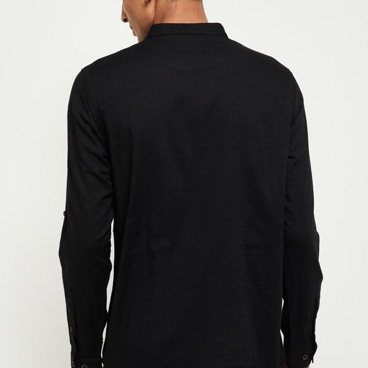 Fabmade Men Black Solid Short Kurta | Grocsy