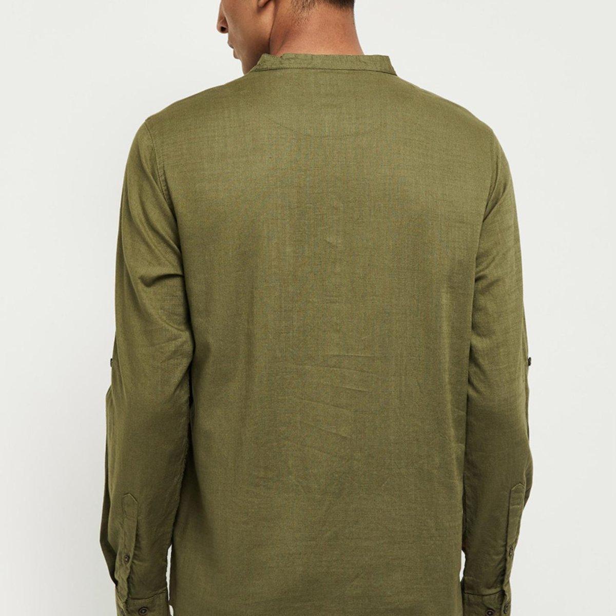 Fabmade Men Olive Green Solid Short Length Kurta | Grocsy