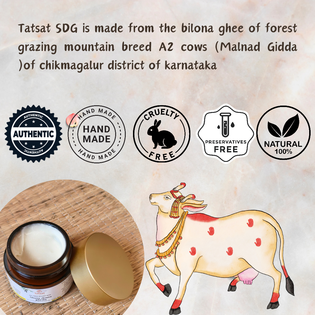 Tatsat Shata Dhauta Ghrita -100 Times Washed Desi Cow A2 Ghee moisturizing cream. Anti-Aging, Deep Nourishing & Skin Smoothing | Grocsy