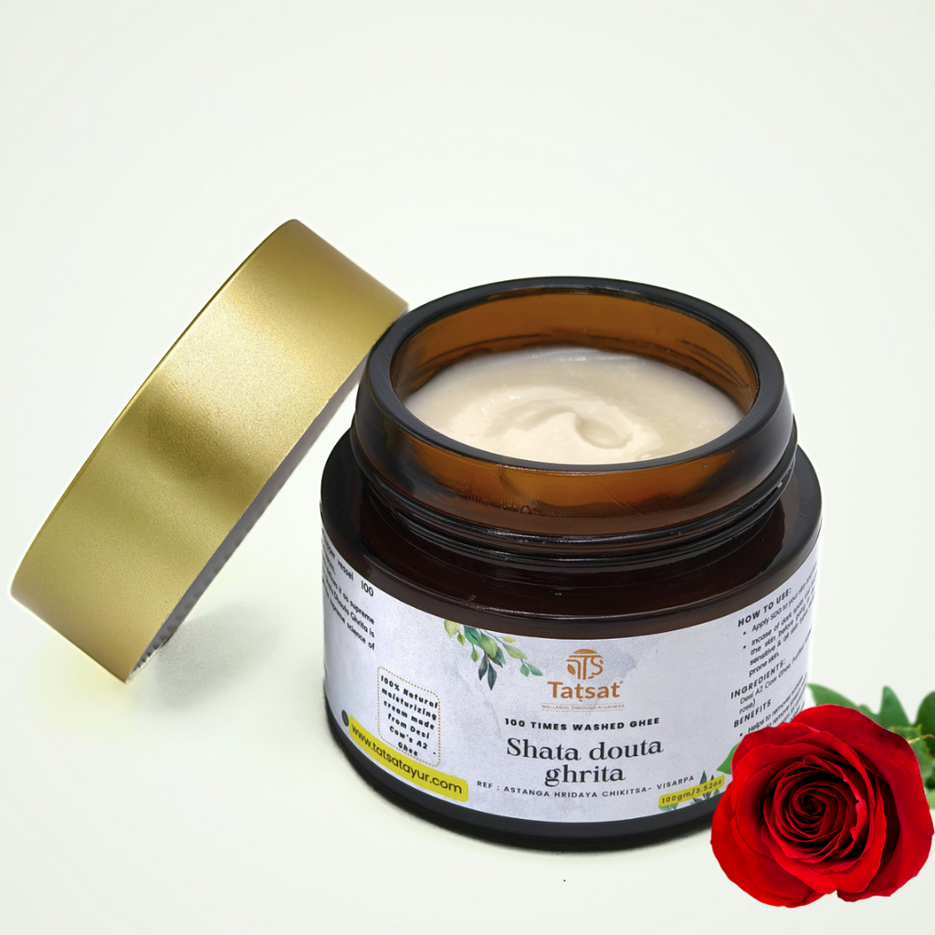 Tatsat Shata Dhauta Ghrita -100 Times Washed Desi Cow A2 Ghee moisturizing cream. Anti-Aging, Deep Nourishing & Skin Smoothing | Grocsy