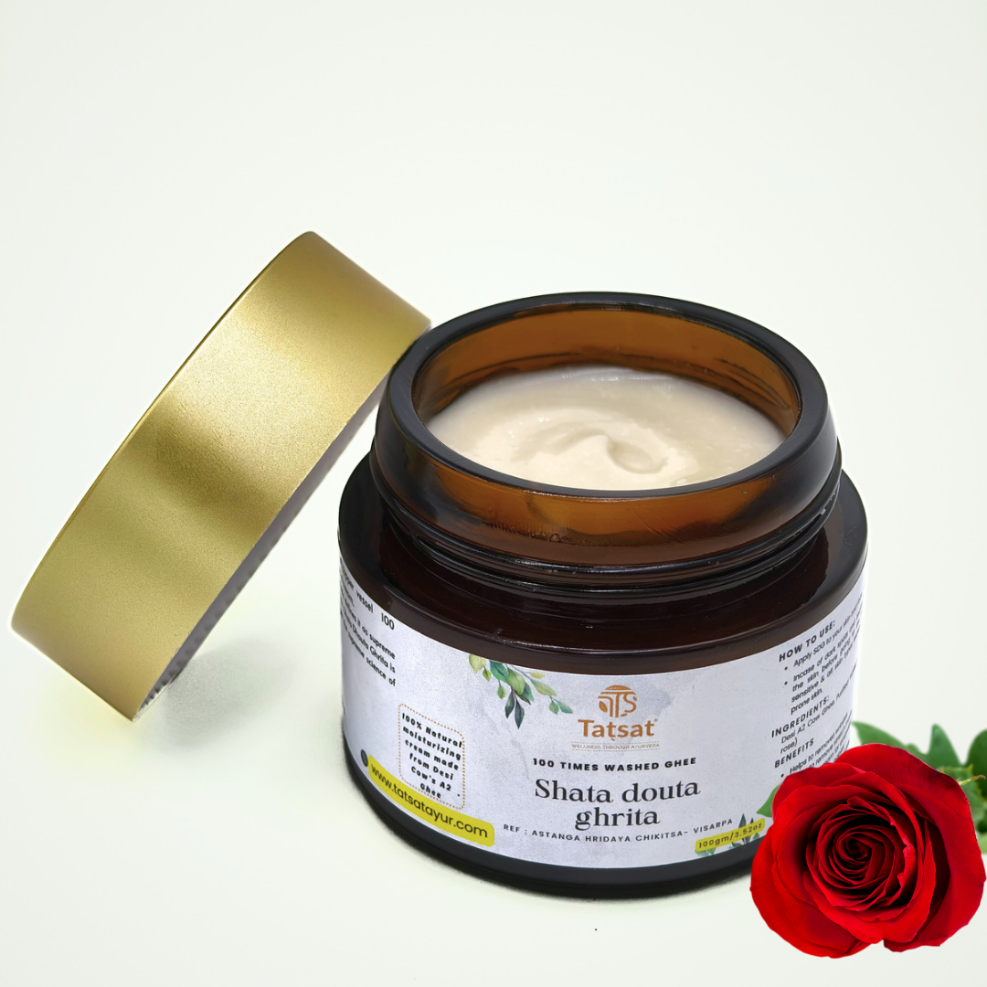 Tatsat Shata Dhauta Ghrita -100 Times Washed Desi Cow A2 Ghee moisturizing cream. Anti-Aging, Deep Nourishing & Skin Smoothing | Grocsy