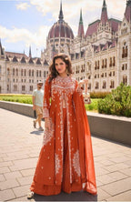Anaita Orange Silk Stitched Suit With Embroidery Work | Grocsy