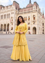 Anaita Yellow Georgette Stitched Suit With Embroidery & Beats Work | Grocsy