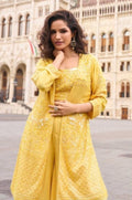 Anaita Yellow Georgette Stitched Suit With Embroidery & Beats Work | Grocsy