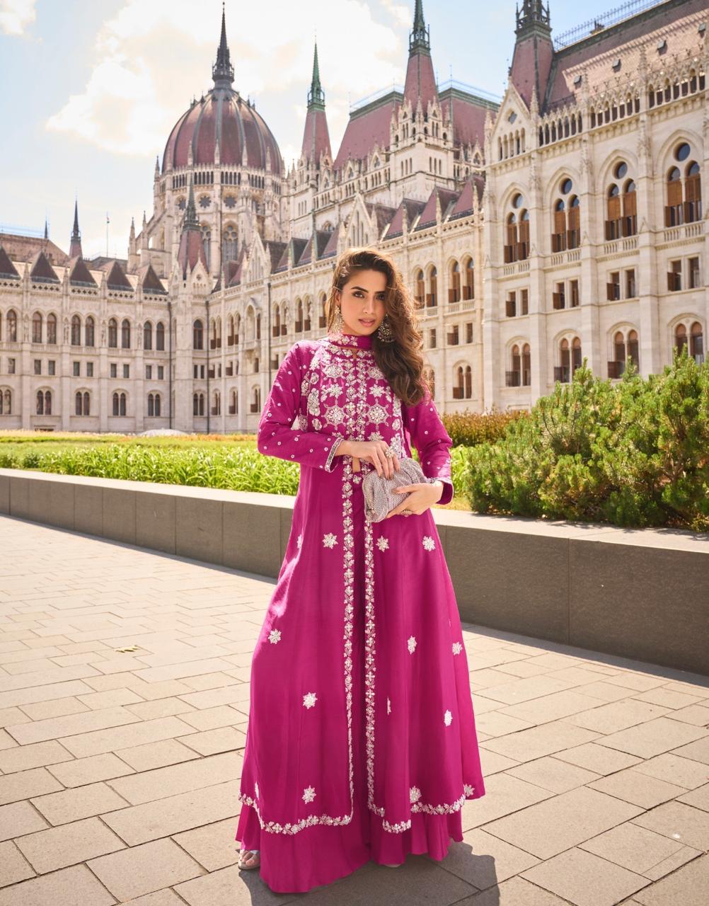 Anaita Rani-Pink Silk Stitched Suit With Embroidery Work | Grocsy