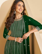 Anaita D Green Faux Georgette Stitched Plazzo Suit with Sequence Work | Grocsy