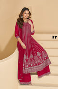 Anaita D Pink Faux Georgette Stitched Plazzo Suit with Sequence Work | Grocsy