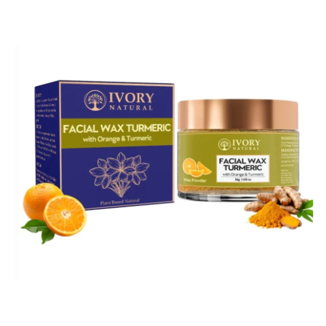 Ivory Natural Facial Wax Powder With Turmeric - Natural Facial Hair Removal Wax For Instant Skin Brightening | Grocsy