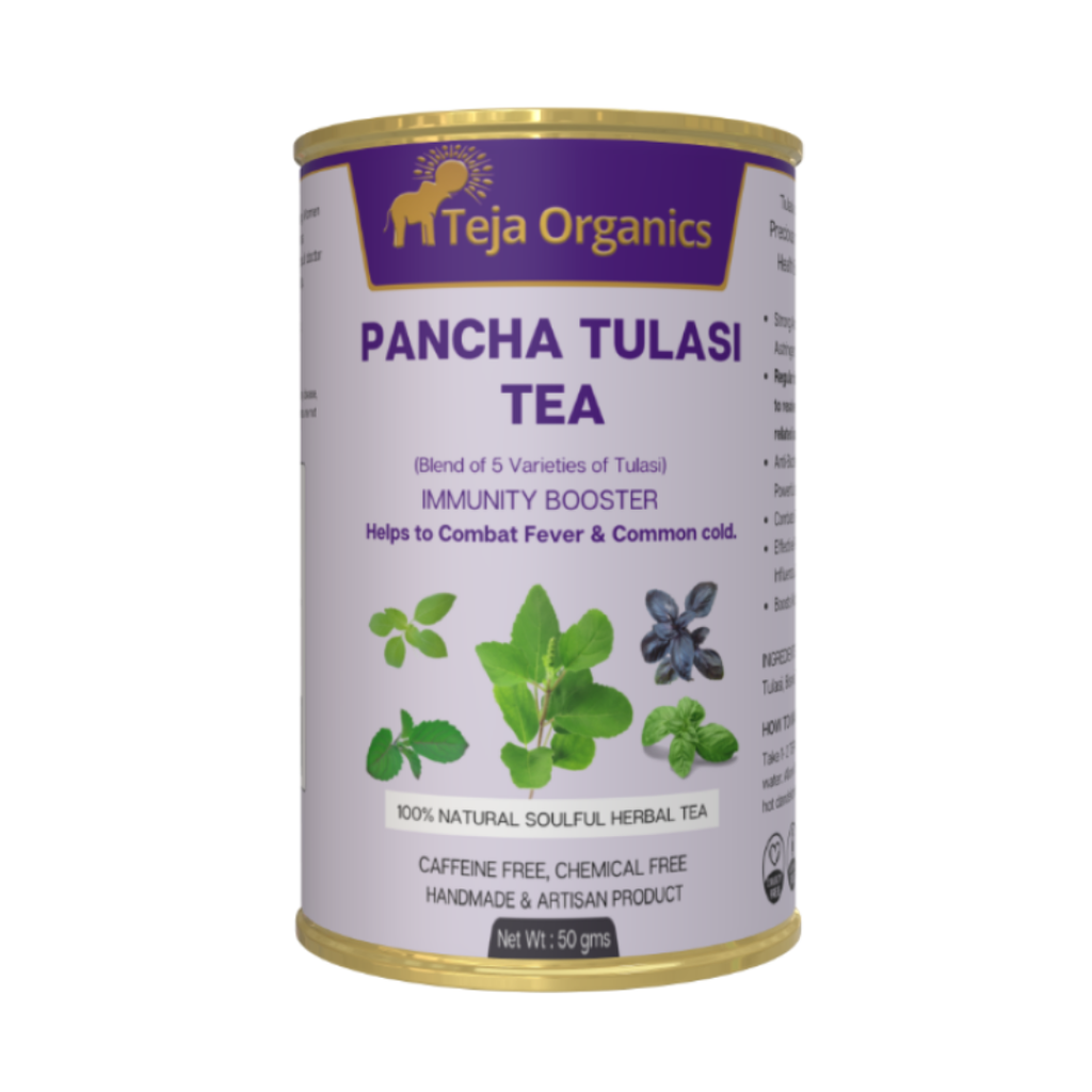 Teja Organics Pancha Tulasi Tea | Grocsy